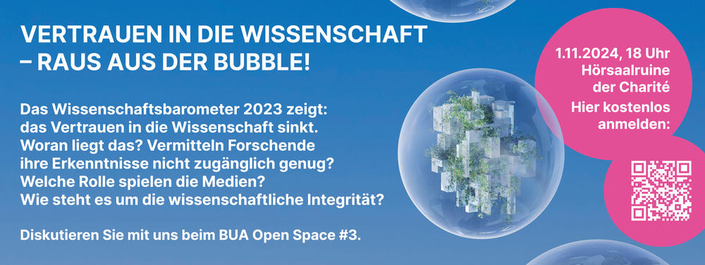 Die Salonreihe BUA Open Space fördert den Dialog zwischen Wissenschaft, Politik, Kultur, Wirtschaft und Stadtgesellschaft.